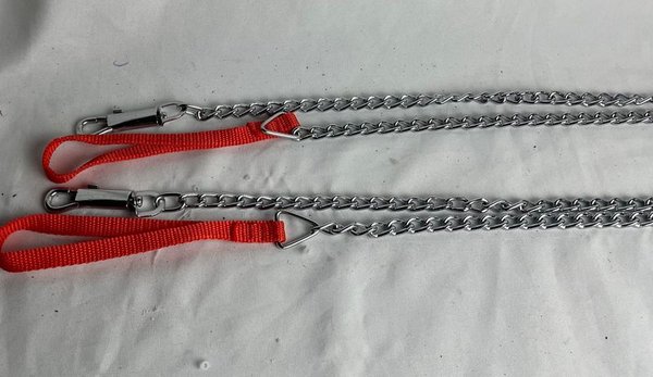 Par de Correas para Mascota con Cadena y Agarre Rojo - imagen 1
