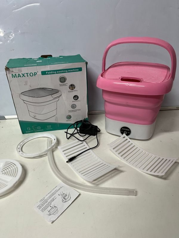 Mini Lavadora Plegable MaxTop Rosa y Blanca - Nueva en Caja