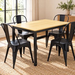 Lote siguiente: Juego de Comedor Industrial con 4 Sillas Metálicas Negras