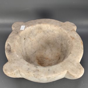 Antiguo Mortero de Mármol con Mano de Madera Noble - imagen 4