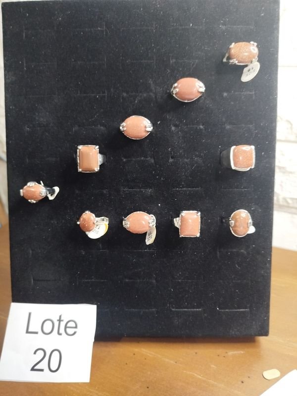 Lote de 10 Anillos Marrones con Base Plateada