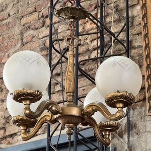 Araña de bronce de 4 luces - imagen 1