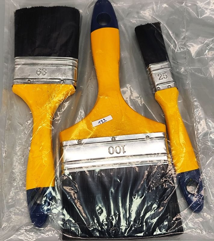 Juego de 3 Pinceles de Poliéster con Mango Amarillo