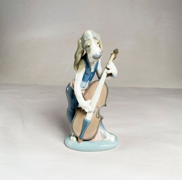 Figura Lladró "Dog Playing Bass Fiddle" Porcelana Española - imagen 1