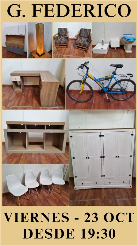 Muebles varios: escritorio, placares, sillas, sillones, lámpara y sanitarios