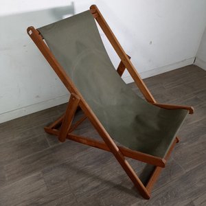 Reposera Plegable de Madera y Lona Verde - imagen 3