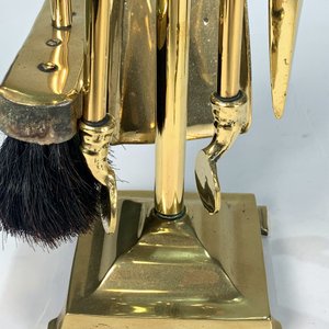 Juego de herramientas para chimenea de bronce con soporte - imagen 2