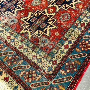 Alfombra Oriental Estilo Kosak Bordo, Azul y Beige 120x185 cm - imagen 2