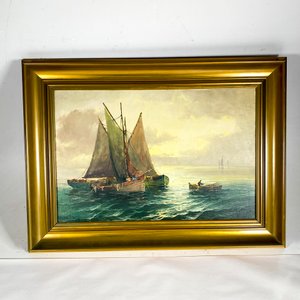Cuadro al óleo sobre tela "Altamar" firmado por E. Colin - imagen 4