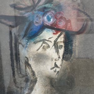 Obra de Vicente Martín: Técnica Mixta sobre Papel con Marco Plateado - imagen 4