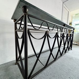 Mostrador/Recibidor con Base de Hierro Forjado y Tapa de Mármol Verde - imagen 2