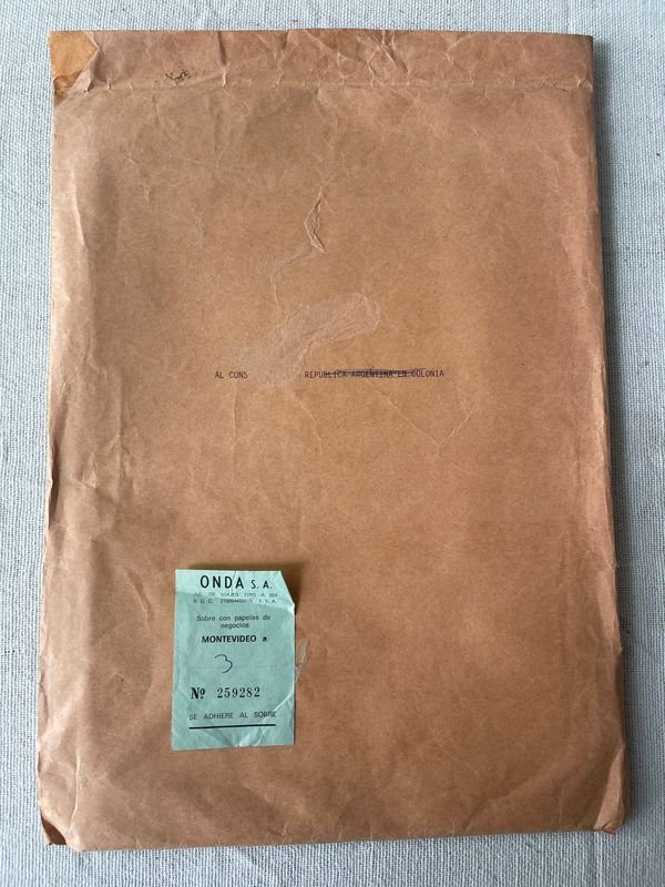 Sobre de Empresa Onda S.A. con Sello y Papel Pegado de Colección - imagen 1
