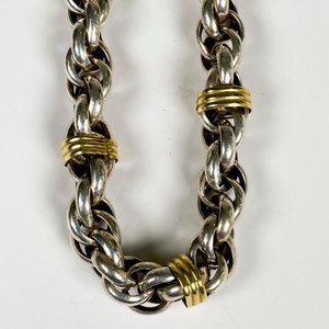 Pulsera Gruesa de Plata y Oro, 18 cm - imagen 3