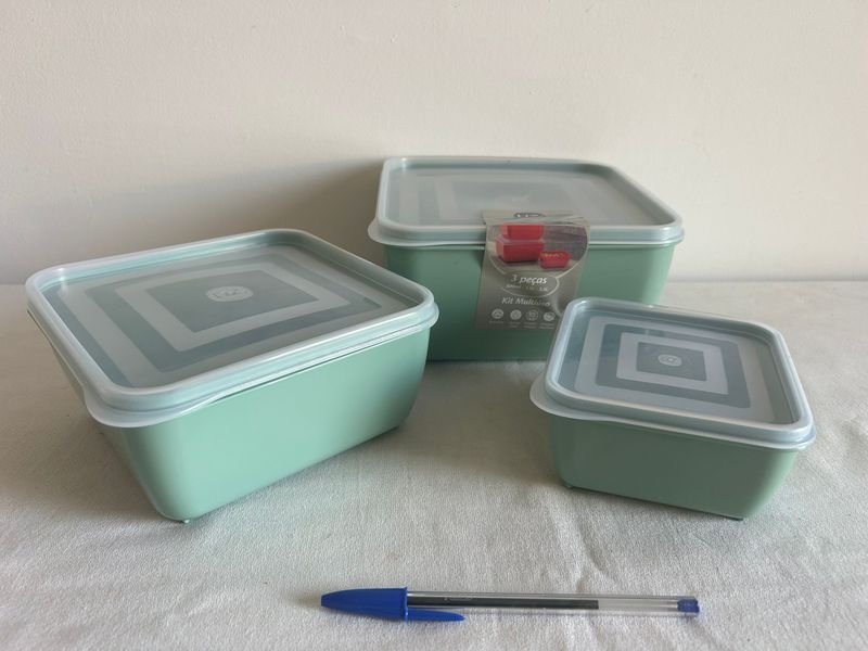 Juego de 3 Tupper "UZ" Mint con Tapa Hermética