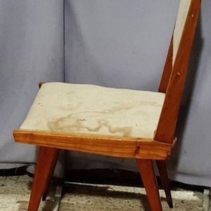 Silla de Madera Estilo Americano Tapizado Beige - imagen 2