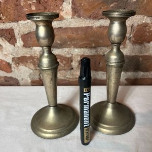 Par de Veladores Antiguos de Platina - imagen 7