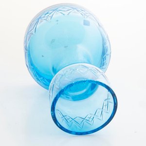 Florero de Cristal Azul Tallado Alto - imagen 3