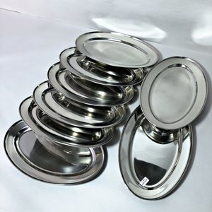Diez Fuentes Ovaladas Metálicas Plateadas de Distintos Tamaños - imagen 2