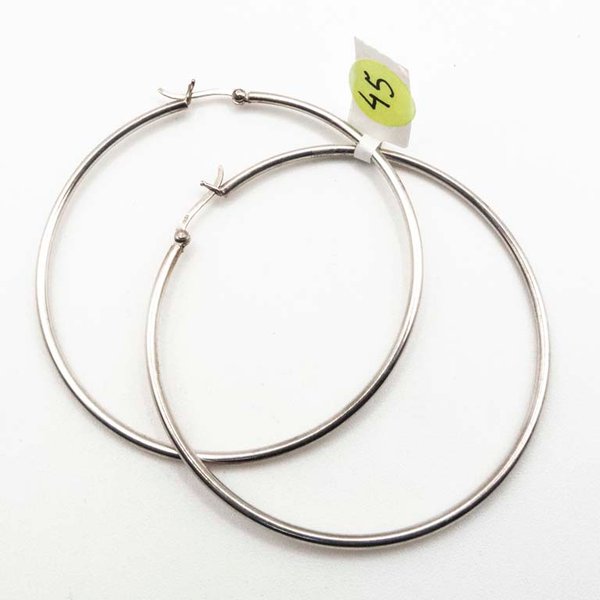 Par de Aros de Plata Grandes - 6 cm - imagen 1