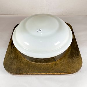 Aplique de Techo Circular Opalina con Base de Madera - imagen 1