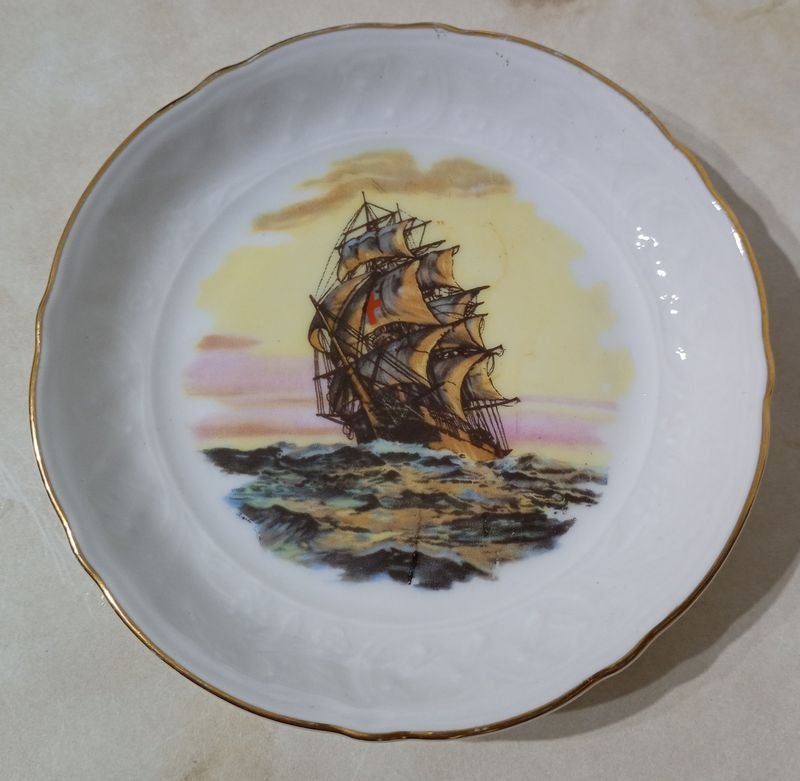 Platillo de Porcelana ALEMANA Schumann Arzberg con Decó Galeón - imagen 2