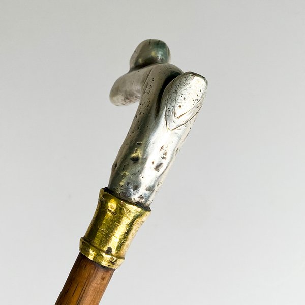 Bastón de madera con cabo de plata y bronce - imagen 2
