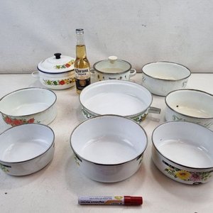 Lote de 9 Piezas de Ollas y Sartenes Enlozadas con Diseños Florales - imagen 2