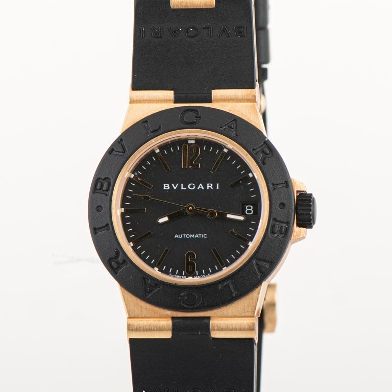 Reloj Bulgari Diagono 32mm Automático Oro 18k Caucho y Acero