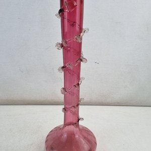 Florero Decorativo Cristal Rosado con Hojas Transparentes - imagen 1