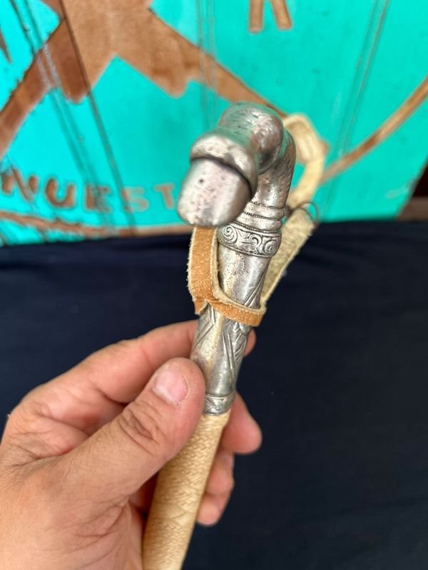 Rebenque para de caballo metal blanco tremendo trabajo tiento fino - imagen 5