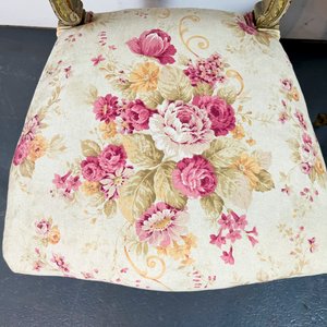 Par de Sillas Estilo Luis XV Madera Laqueada Tapizado Floral - imagen 3