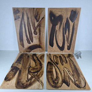 Conjunto de 4 Pinturas Abstractas "Gestos y Trazos" Firmadas - imagen 1