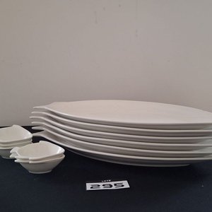 Juego 12 Piezas Cerámica Blanca Forma de Pez: 6 Fuentes y 6 Salseras - imagen 10