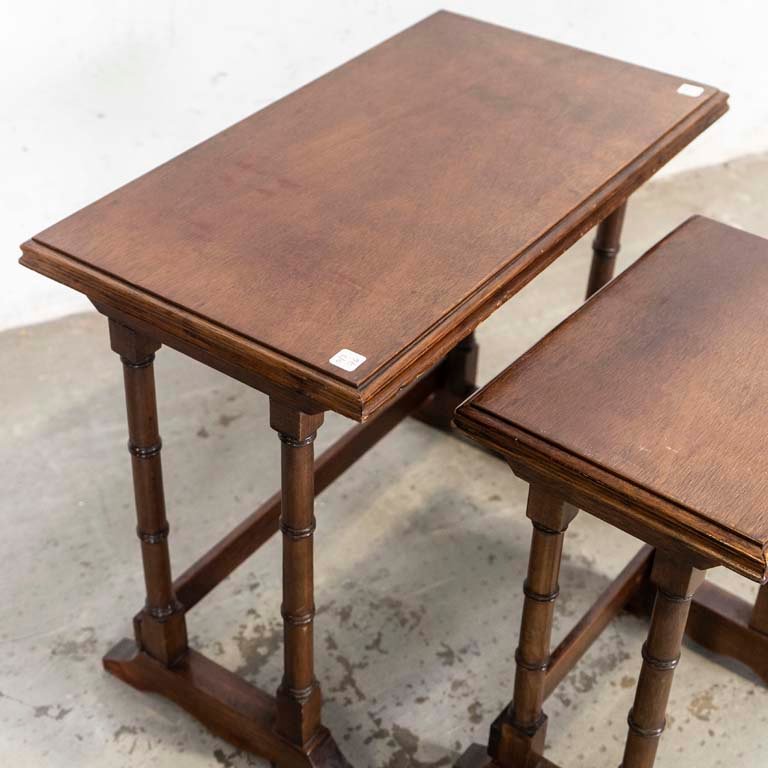 Mesa nido doble en madera con detalles en el lustre - imagen 2