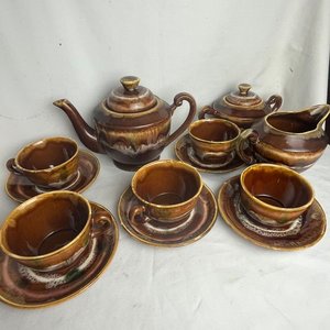 Juego de Tazas y Platillos de Cerámica Marrón - imagen 8