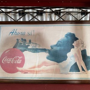 Lamina enmarcada y chapa adhesivo de publicidad coca cola (0,70 x 0,40 - 0,79 x 0,39) - imagen 2