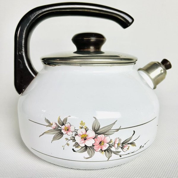 Caldera grande esmaltada con asa de vaquelita - Teapot decorativo - imagen 1