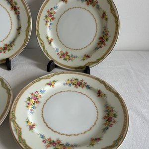 Juego de 6 Platos de Porcelana con Flores y Borde Dorado - imagen 4