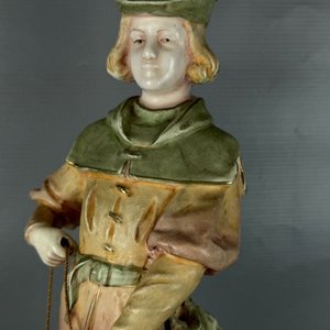 Figura Antigua de Porcelana: Cazador con Perros de Caza Dux Bohemia - imagen 4