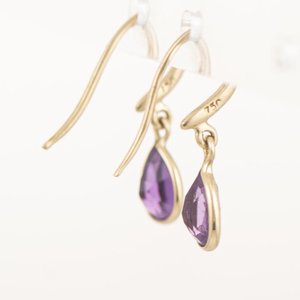 Par de Caravanas de Oro 18k con Amatistas Gota - imagen 2
