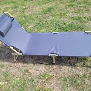 Catre Plegable para Camping - Tela Gris y Caños Beige - imagen 2