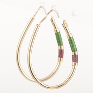 Par de Aros Criollos Oro 18k con Esmalte Verde y Rojo - imagen 2