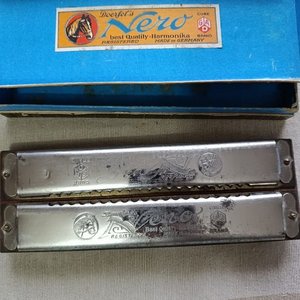 Armónica Vintage Doerfel's Nero Doble Tono Alemana con Estuche - imagen 2