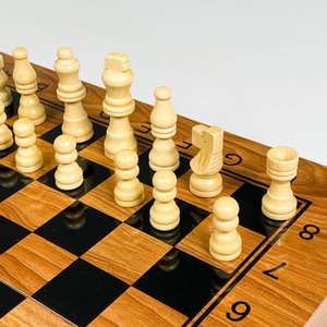 Juego de ajedrez y backgammon completo, tablero madera 34 x 34 cm - imagen 3