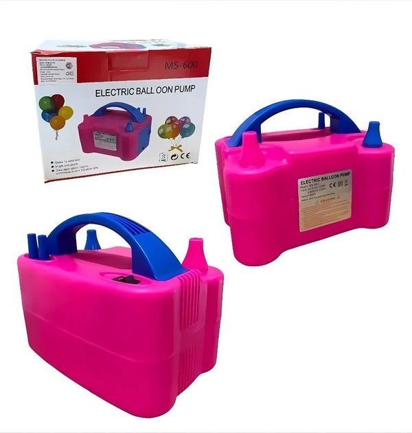 Inflador Eléctrico de Globos Rosa y Azul