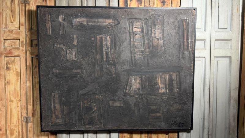 Obra Abstracta de Leonel Yussim: Técnica Mixta sobre Fibra (90 x 115 cm)