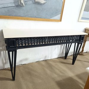 Mesa de Arrimo Recibidor Hierro Forjado con Tapa Marmolina - imagen 2