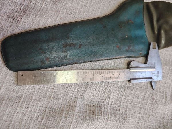 Calibre profesional polaco con funda de cuero y conversor de hilos Whitworth - imagen 1