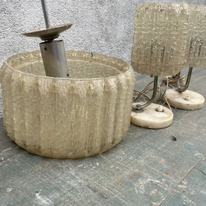 Lámparas de Mesa Vintage con Pantallas Texturizadas y Base de Mármol - imagen 1
