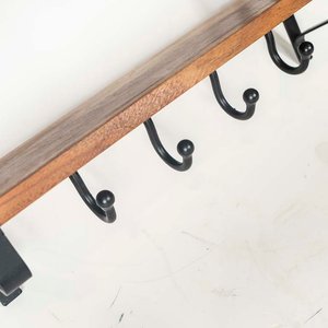 Repisa Rústica de Madera y Metal con 6 Perchas - imagen 2